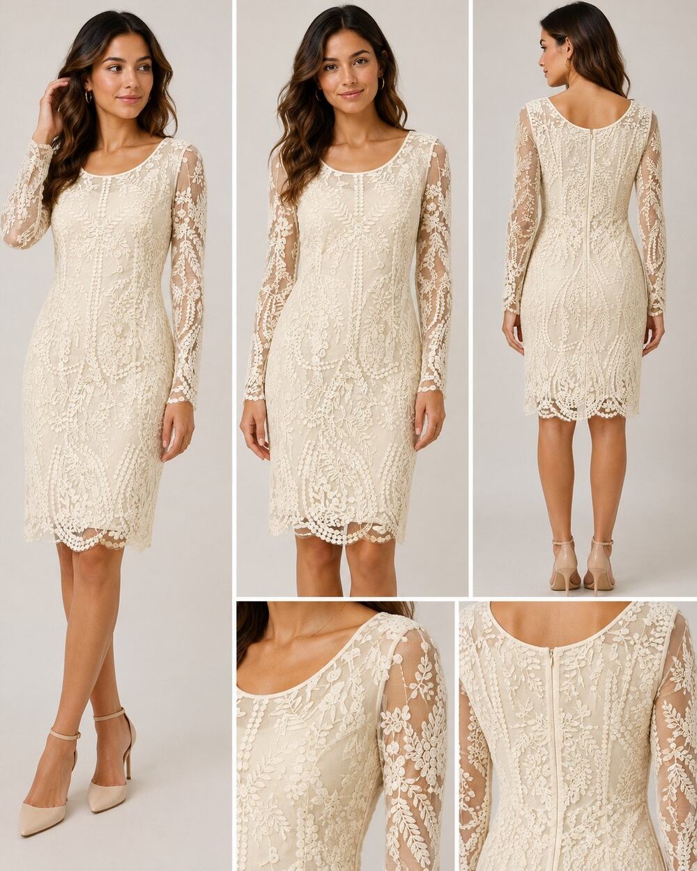 Zara Trafaluc Ivory Embroidered Lace Long Sleeve Dress S Boho